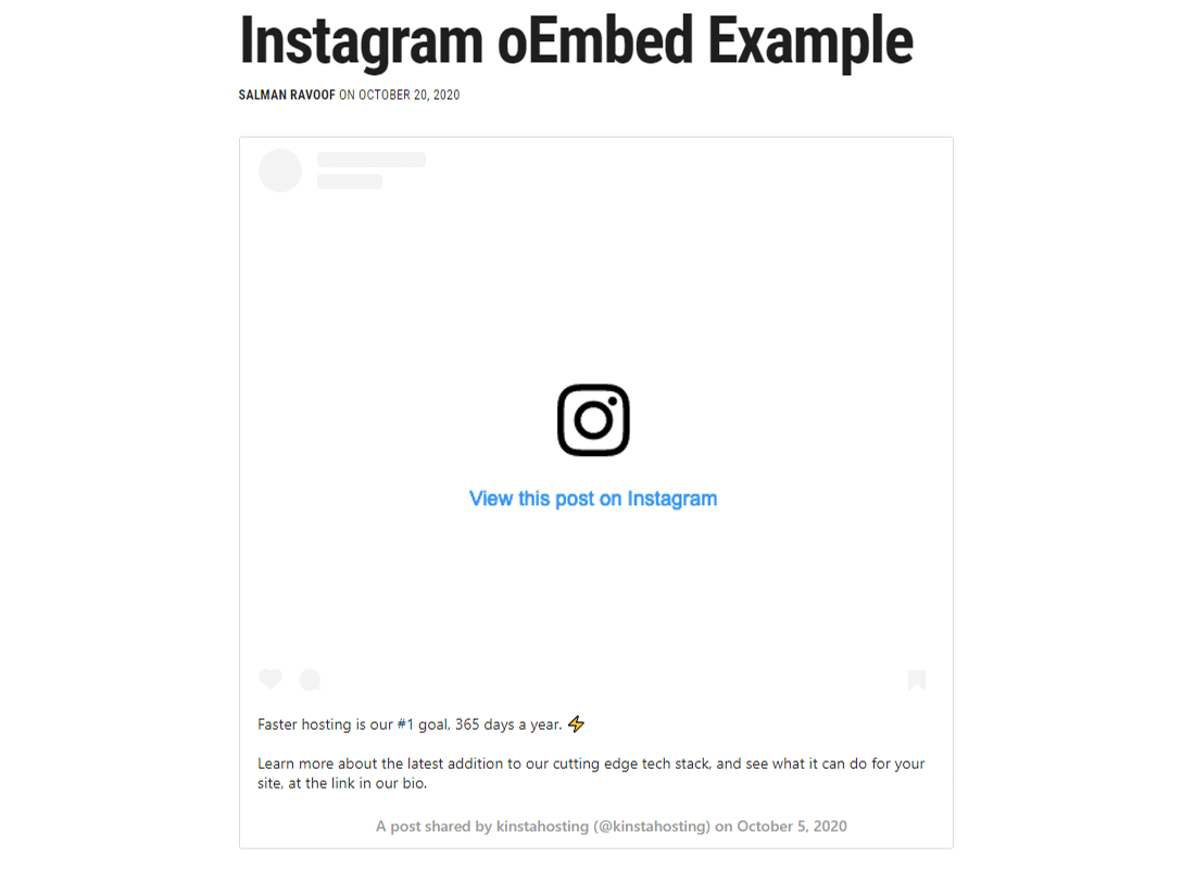 A simulated embed using legacy Instagram oEmbed endpoints 