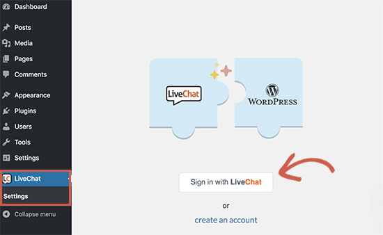Connect Live Chat to your WordPress site