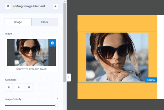 Editing the image in the Yes/No view of your OptinMonster campaign