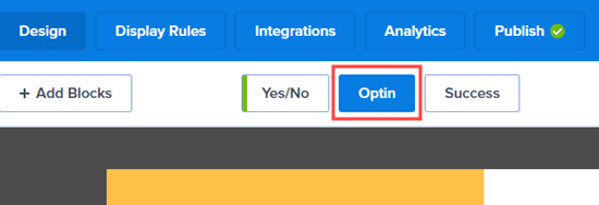 Click the Optin tab to edit the optin view of your campaign