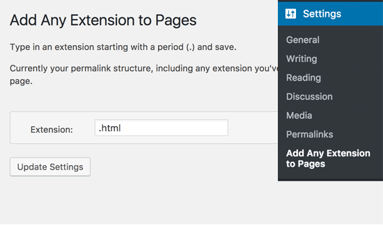 Add .html to pages in WordPress
