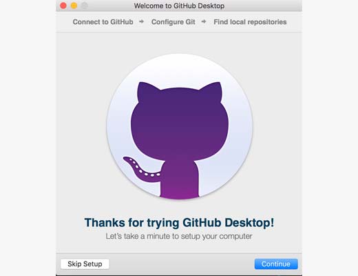 GitHub desktop install welcome screen