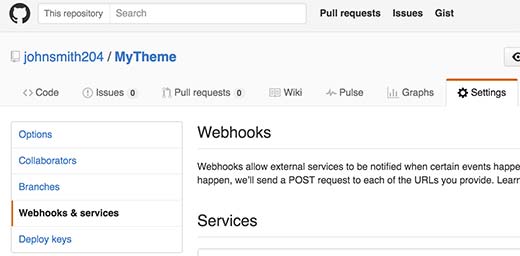 GitHub Webhooks and Services