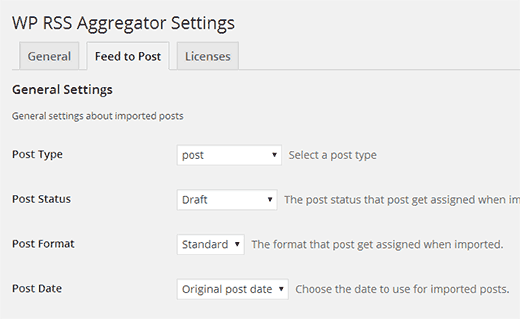 Importing feeds as posts using WP RSS Aggregator