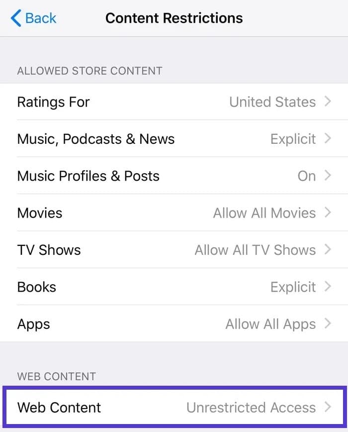 iphone content restrictions