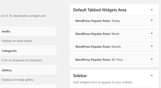Tabbed widget area with all popular posts widgets