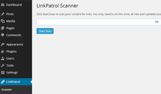 Scan your WordPress site for outbound links