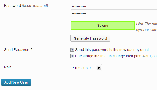 Generate strong password button