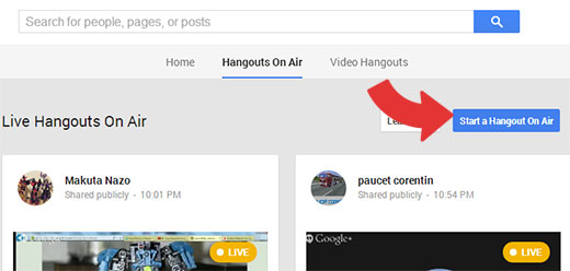Starting a Google+ Hangout On Air 