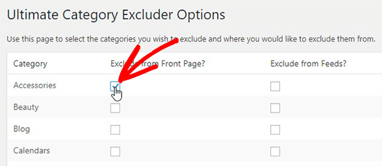 Exclude category