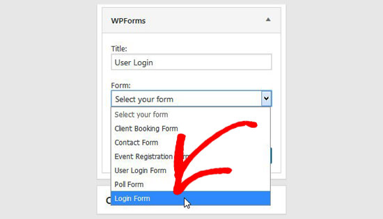 Select login form