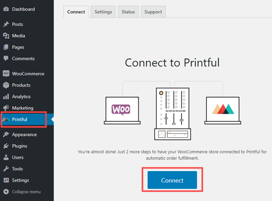 Your WooCommerce store is now linked to your Printful account