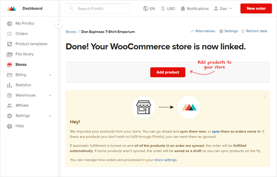 Select one of your print on demand products and click to add it to your WooCommerce store