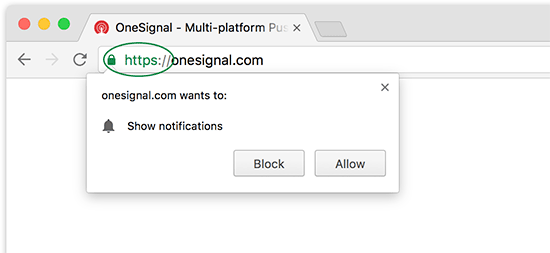 Default browser prompt for push notification