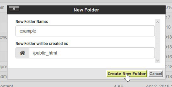 Create new folder in cPanel