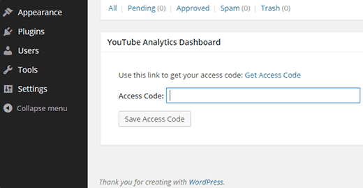 YouTube Analytics Dashboard Widget