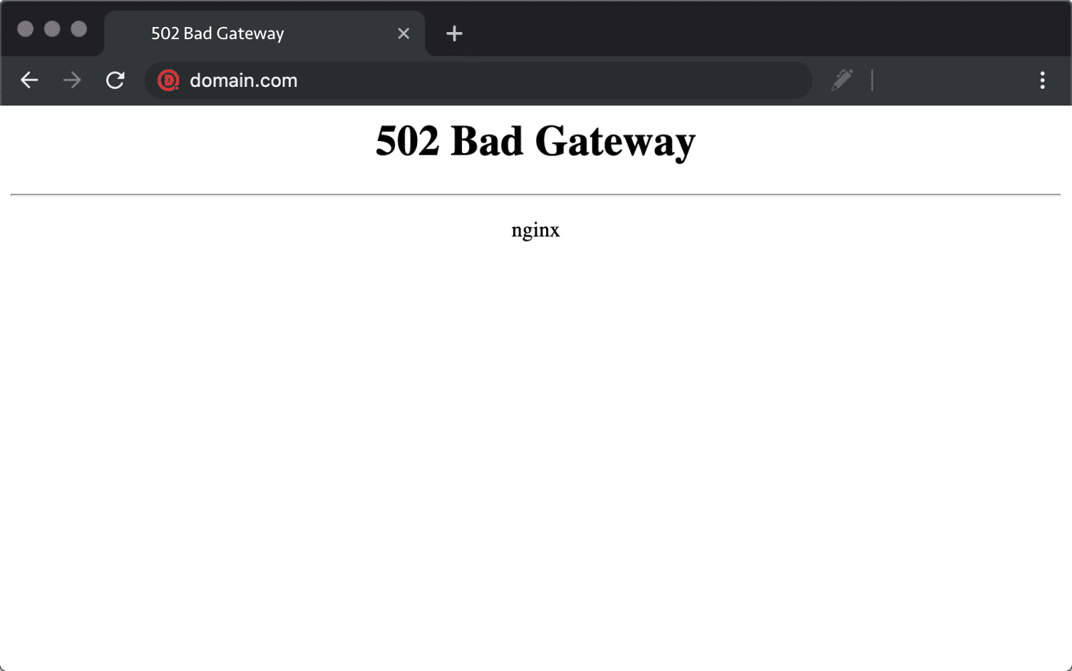A 502 (Bad Gateway) error.