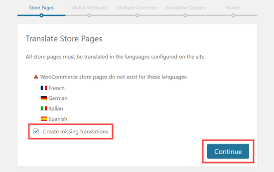 Creating the missing translations for the different language versions of your store page