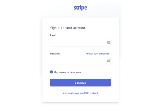 sign in to your stripe account