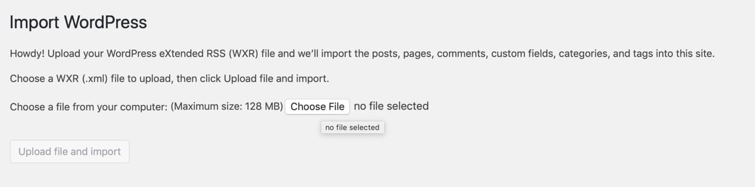 Upload import file